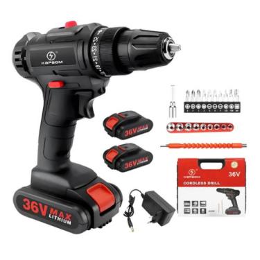 Imagem de Parafusadeira Furadeira Sem Fio 36v 2 Baterias 340w 1550 Rpm - B-MAX