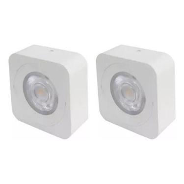 Imagem de Kit 2 Spot Led Quadrado Fixo Sobrepor 5w 3 Opções De Luz - Embu Led, 1