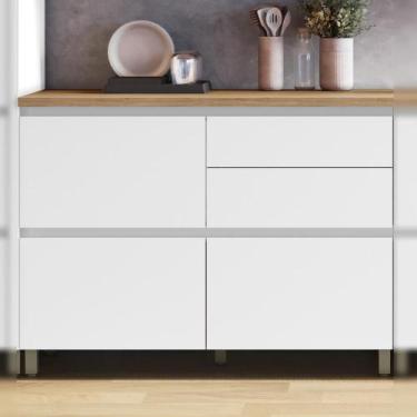 Imagem de Balcão 1 Porta Basculante 4 Gavetas 120cm 100% MDF Rainha Nesher, Bran