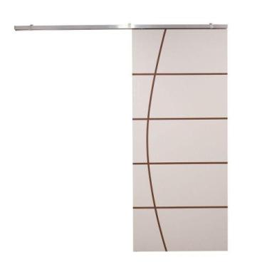 Imagem de Porta De Correr Branco Prime Frisada Kit Alumínio F01 - 210x100 - Vani