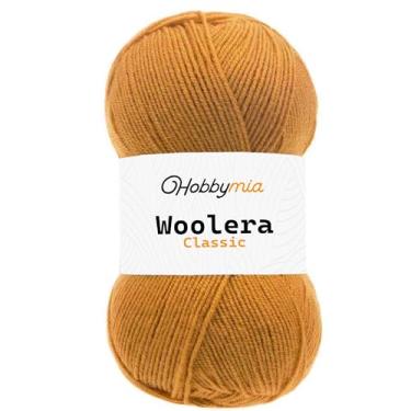 Imagem de HobbyMia Fio de lã Woolera Classic - 100 g / 307 jardas - (3) Peso DK - 75% acrílico, 25% lã (mostarda, 1 novelo)