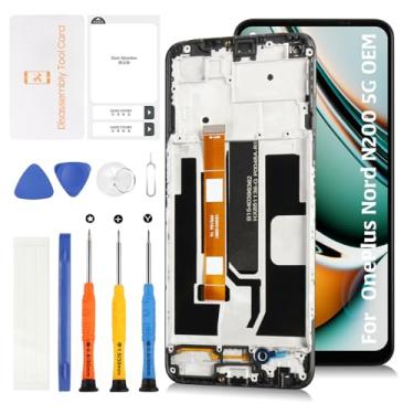 Imagem de Olivechard Para OnePlus Nord N200 5G 1+ OEM + Moldura 16.5 cm Tela LCD Substituição Touch Digitalizador Kit de Montagem