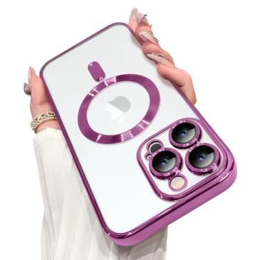 Imagem de OOK Capa magnética feita para iPhone 16 Pro Max (6,9 polegadas) [protetor de lente embutido] [compatível com MagSafe] Capa protetora de TPU macio antiarranhões à prova de choque fina transparente para