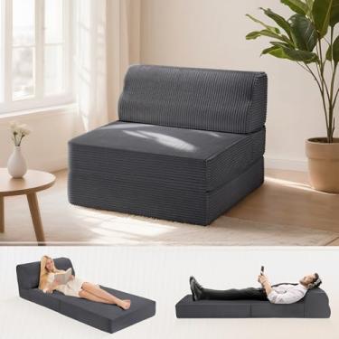 Imagem de Kasunpul Sofá-cama dobrável com travesseiro, cama de cadeira dobrável de espuma de memória, cadeira conversível com capa lavável, sofá futon para sala de estar/dormitório/uso de hóspedes/escritório em