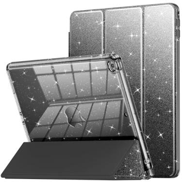 Imagem de INFILAND Capa para iPad 6ª/5ª geração de 9,7 polegadas 2018/2017, iPad Air 2 linda capa protetora transparente com glitter para crianças, meninas, mulheres, com porta-lápis (preto)
