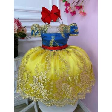 Imagem de Vestido branca de neve rendado princesa festa infantil luxo - LUXO KID
