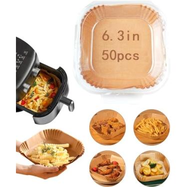 Imagem de Forros de fritadeira a ar, papel manteiga descartável para fritar, 50 peças, antiaderente, absorvente de óleo