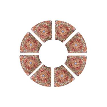 Imagem de Tigela de arroz de cerâmica resistente a altas temperaturas, retrô, simples, requintada, cor sob o esmalte, 8 travessas (onda vermelha)