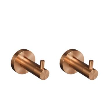 Imagem de Conjunto de banheiro em ouro rosa escovado - Suporte para papel higiênico e saboneteira em aço inoxidável - Acessórios para montagem em parede, 2 ganchos para roupão