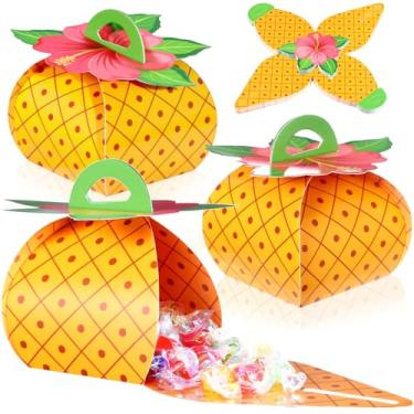 Imagem de TaoBary 36 caixas de lembrancinhas de festa de abacaxi caixa de doces de abacaxi mini sacolas de presente 3D decorações de festa de verão suprimentos para chá de bebê com tema havaiano de aniversário