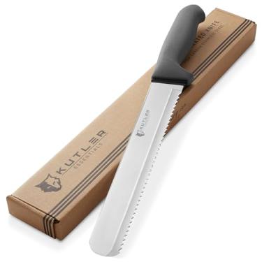 Imagem de KUTLER Faca de pão profissional e fatiador de bolo com borda serrilhada – talheres de aço inoxidável ultra afiados, Preto, 10" Bread & Cake Knife, 1