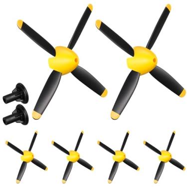 Imagem de Hollowfly 6 Sets Spare Rc Plane Propellers Compatible with 500mm P51 Rc Plane 4 Channel Remote Control Airplane P51 with Propeller Savers Adapter, Yellow Nose