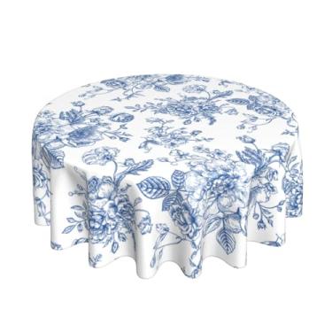 Imagem de OFIRD Chinoiserie Toalhas de mesa redondas 177 cm azul marinho floral decoração toalha de mesa redonda lavável reutilizável capa de mesa circular para cozinha doméstica, sala de jantar, festa, pátio