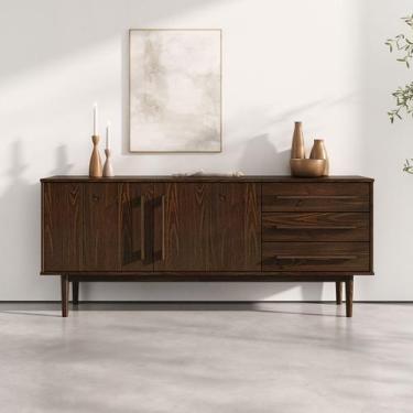 Imagem de Armário Buffet Aparador Minimalista 2 Portas 3 Gav 170cm Cor Imbuia TE