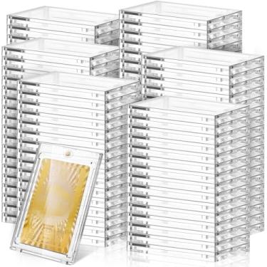 Imagem de SATINIOR 200 peças de porta-cartão magnético de 100 unidades, capa protetora transparente para cartas grossas de beisebol futebol e hóquei