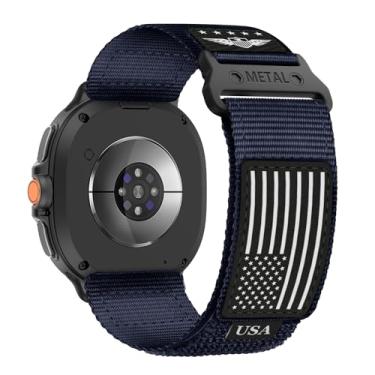 Imagem de Pulseira de nylon resistente para Samsung Galaxy Watch 8 de 40 mm e 44 mm/8 Classic 46 mm, masculina, feminina, macia, respirável, ajustável, estrelas, listras, bandeira para Galaxy Watch 8