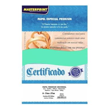 Imagem de Papel Verde Opaline Diplomata Offset Liso 180g A4 Massa Colorida Tipo Ofício 60kg Pacote com 50 folhas Masterprint
