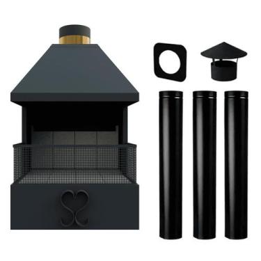 Imagem de Lareira a lenha Vesta pequena em Aço Inox 304 escovado - Pintado - Bra