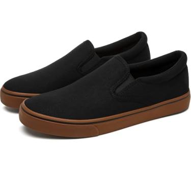Imagem de yageyan Tênis masculino sem cadarço, mocassins, lona, preto, lona, azul, casual, moderno, Preto, castanho, 38