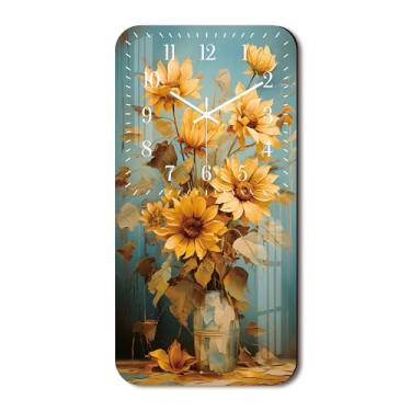 Imagem de Tomopetime Relógio de parede grande para sala de estar - Relógios de parede de girassol operados por bateria de 61 cm - Relógio de parede rústico para casa de fazenda sem tique-taque para quarto