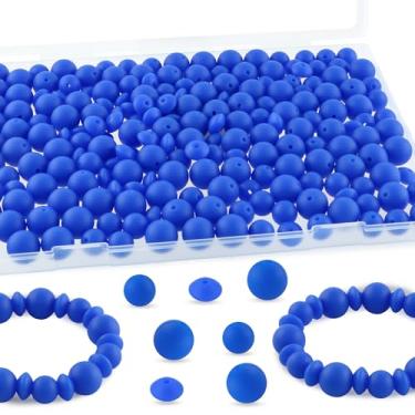 Imagem de Kovict 200 contas de silicone mistas de 12 mm e 15 mm para fabricação de chaveiros, contas de silicone de lentilha de 12 mm para canetas, pulseira, colar, artesanato DIY (azul royal)