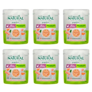 Imagem de Ração Úmida Guabi Natural Sachê Gatos Grain Free Frango Salmão e Vegetais 85g 6 Unidades