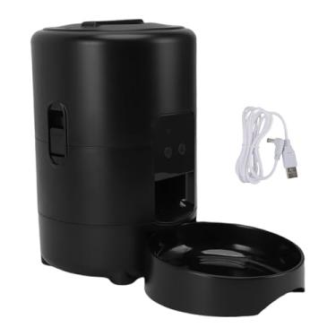 Imagem de Pssopp Dispensador de Alimentos de Gato Inteligente, Alimentador Automático de Animais de Estimação 2L de Grande Capacidade de Fonte de Alimentação Dupla Controle Remoto de Controle de (BLACK)