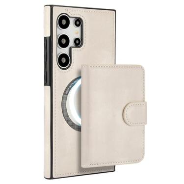 Imagem de HAOMRIYL Capa carteira para Samsung Galaxy S25 Ultra/S25 Plus/S25, capa de couro magnética destacável com função de suporte, capa de proteção, branca, S25plus