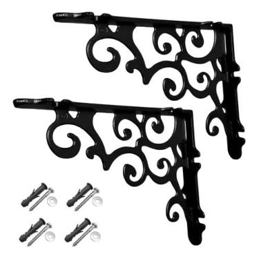 Imagem de 2 Suportes Mão Francesa Cantoneira Prateleira Alumínio 20x15 (Preto)