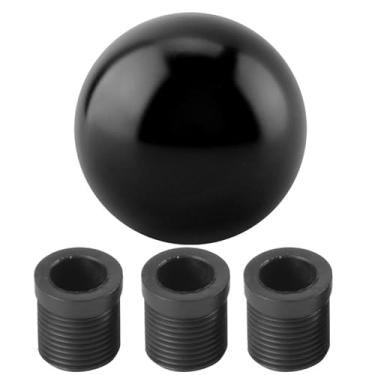 Imagem de QANYEGN Botão de munça de marchas, kit de aptador de botão de munça, alavanca de câmbio de engrenagem de carro redon de bola de bola com três aptadores de plástico para a (Preto)