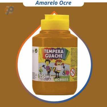 Imagem de Tinta Guache Acrilex 250 ml - Cores, Tinta Guache Amarelo Ocre