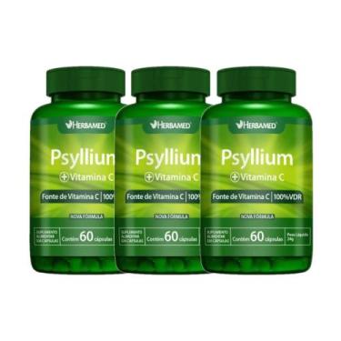 Imagem de Kit 3 Psyllium + Vitamina C Com 60 Cápsulas  Herbamed