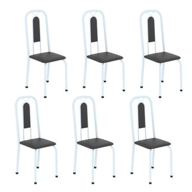 Imagem de Cadeiras para Sala de Jantar 6 Unidades Lívia Preto Liso / Branco