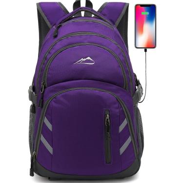 Imagem de Mochila ProeTrade, bolsa de livros para laptop universitário, viagem, roxa