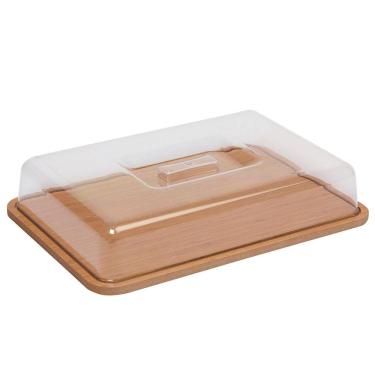 Imagem de Boleira Quadrada em MDF com Tampa de Plástico Dynasty - 32x22 cm