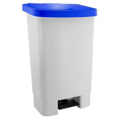 Imagem de Lixeira Plástica 50 Litros Branca com Tampa Azull Dellaplast - DELLAPL