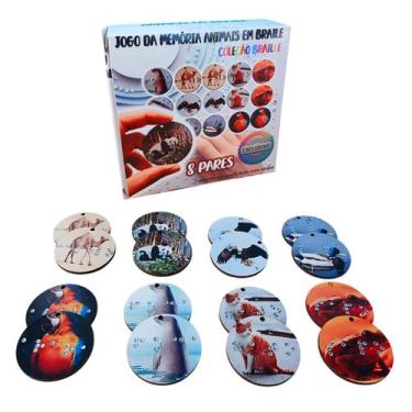 Imagem de Jogo Sensorial Redondo em Braille 8 Pares tema Animais - Coleção Tea &