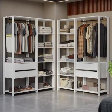Imagem de Guarda-Roupa Closet Modulado 4 Gavetas 258 cm Branco Valencia Madesa 0
