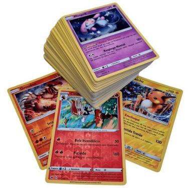 Imagem de 50 Cartas Pokemon Original Sem Repetições Com 02 RARAS Brilhantes Gara