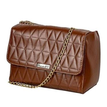 Imagem de Bolsa Alça com Corrente Feminina Transversal  Shamrock Caramelo Lançam