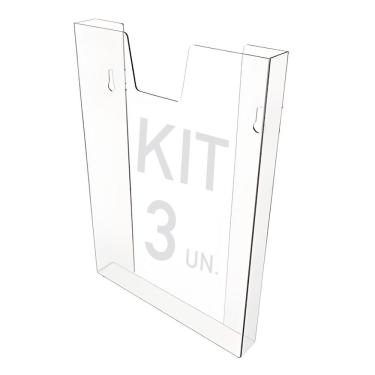 Imagem de Kit 3 Displays Porta Folha Prontuário Parede A4 Acrílico Ps