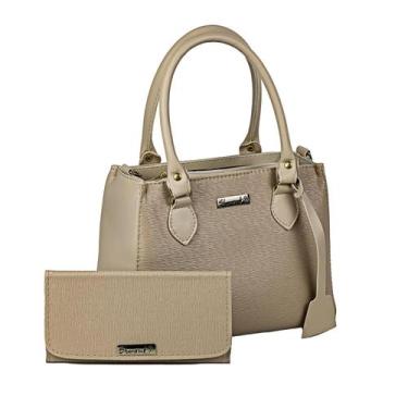 Imagem de Bolsa Lorena Transversal E Alça de Mão + Carteira Bege Em Oferta - Sha