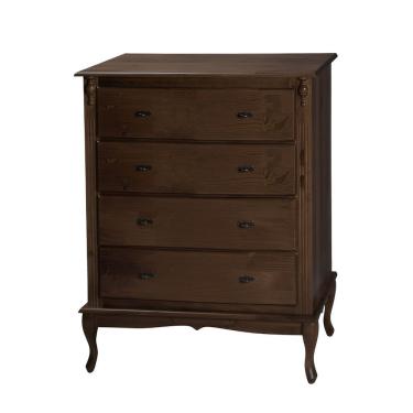 Imagem de Cômoda para Quarto com 4 Gavetas e Pés Luiz Xv em Madeira Maciça com Puxador de Metal M...