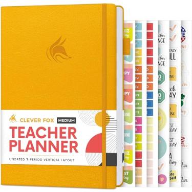 Imagem de Clever Fox Agenda de professores – Agenda de ano escolar com calendários e planos de aula – Livro de planos de professores para sala de aula e organização de ensino em casa - sem data, tamanho A5,