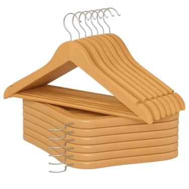 Imagem de Kit 10 Cabides de Madeira Giratorio 360° Adulto Premium ParaRoupas, Calças, Camisas, Camisetas e Ternos Reforçado