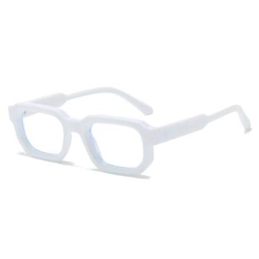 Imagem de Óculos de sol femininos populares, armação transparente anti-luz azul, óculos masculinos, armação vermelha e azul (branco transparente)