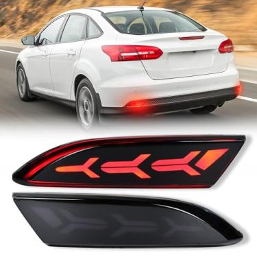 Imagem de GEEGEETOP Kit de montagem de luz de neblina de LED refletor traseiro de lente completa para Ford Focus 2012-2018 Sedan/Hatchback 2012-2014, sequencial sequencial, luz de freio e DRL, 2 peças (fumaçado