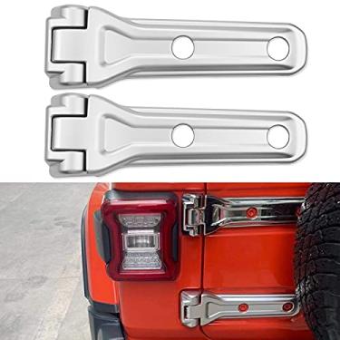 Imagem de Kujunpao Suporte de pneu sobressalente dobradiça decoração capa acabamento exterior acessórios para Jeep Wrangler JL 2018-2021, ABS 2 peças (prata)