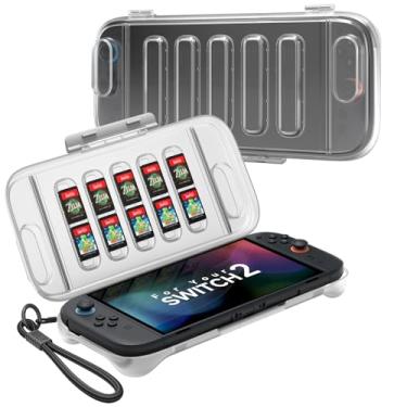 Imagem de JSAUX Capa protetora para Switch 2 (2025), capa rígida para transporte, fina e portátil, à prova de poeira, compartimento para 10 cartões de jogo integrado, para viagem – Transparente PC0116