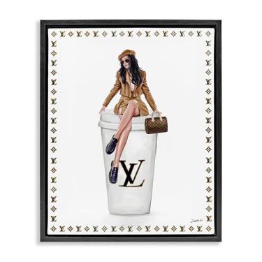 Imagem de Stupell Industries Design de arte de parede elegante feminino e preto emoldurado em tela flutuante por Ziwei Li, 21 x 17